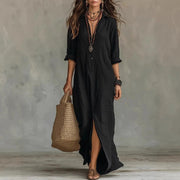 Women's Wedding Guest Flowy Cotton Maxi Shirt Dress Style Casual Wear