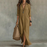 Women's Wedding Guest Flowy Cotton Maxi Shirt Dress Style Casual Wear