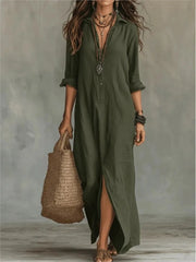 Women's Wedding Guest Flowy Cotton Maxi Shirt Dress Style Casual Wear
