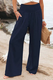 Women's Wide Leg Flowy Palazzo Pants with High Waist Trousers Summer Breathable Lightweight