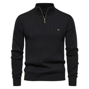 Half-Zip Ribbed Knit Pullover for a Stylish and Comfortable Look