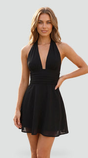 Tie-Back Halter Mini Dress