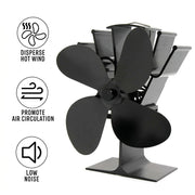 Heat Powered Stove Top Fan with 4 Blades and Lifting Handle for Women