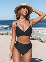 High-Waist Crossed Bikini Set Style Summer Swimwear Beach
