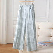 High Waist Linen Wide-Leg Trousers Casual Lightweight