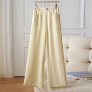 High Waist Linen Wide-Leg Trousers Casual Lightweight