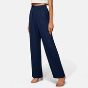 High-Waist Woven Straight-Leg Trousers Everyday Wear
