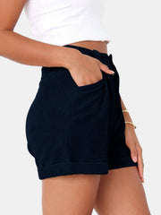 High-Waisted Corduroy Shorts with Pockets Professional Wear