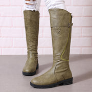 Knee-High Riding Boots with Buckle Strap and Cushioned Footbed for Women