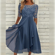 Lace Overlay Midi Dress
