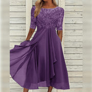 Women's Cocktail Lace Overlay Midi Dress Sundress