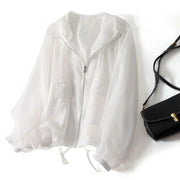 Lightweight Hooded Jacket with Pockets Cute Casual Cotton Breathable Summer