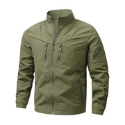 Breathable Utility Jacket with Multiple Zippered Pockets for Men