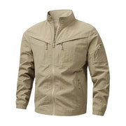 Breathable Utility Jacket with Multiple Zippered Pockets for Men