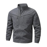 Breathable Utility Jacket with Multiple Zippered Pockets for Men
