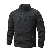 Breathable Utility Jacket with Multiple Zippered Pockets for Men