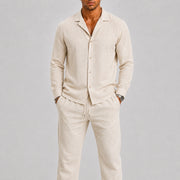 Linen Cuban Collar Shirt Set