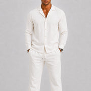 Linen Cuban Collar Shirt Set