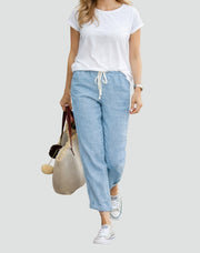 Linen Drawstring Pants Casual Summer Wear na lato