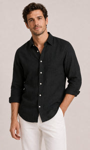 Linen Long Sleeve Shirt for Men with Relaxed Fit for Business Casual