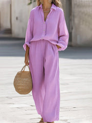 Linen Long Sleeve Two-Piece Set