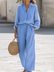 Linen Long Sleeve Two-Piece Set