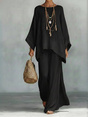 Linen Oversized Two-Piece Set Relaxed Fit Casual Wear Breathable