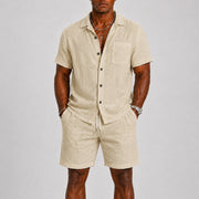 Linen Shirt and Shorts Set Style Casual Matching