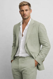 Linen Two-Piece Suit Set Matching Formal Wear