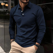 Long Sleeve Polo Shirt Casual Style Sleeved