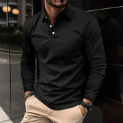 Long Sleeve Polo Shirt Casual Style Sleeved