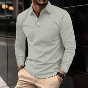 Long Sleeve Polo Shirt Casual Style Sleeved