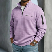 Long Sleeve Waffle Knit Pullover Casual Wear