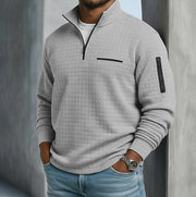 Long Sleeve Waffle Knit Pullover Casual Wear