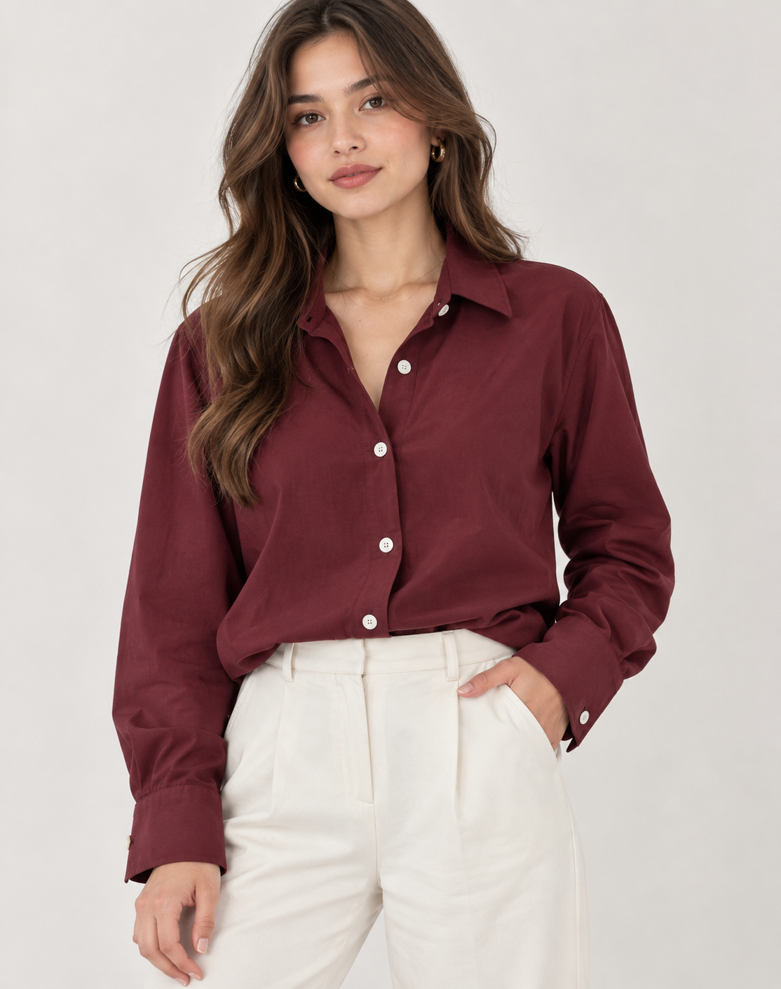 Women's Satin Long Sleeve Blouse for Work and Everyday Wear