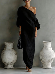 Luxe One-Shoulder Linen Dress Style Bridal Guest Pockets