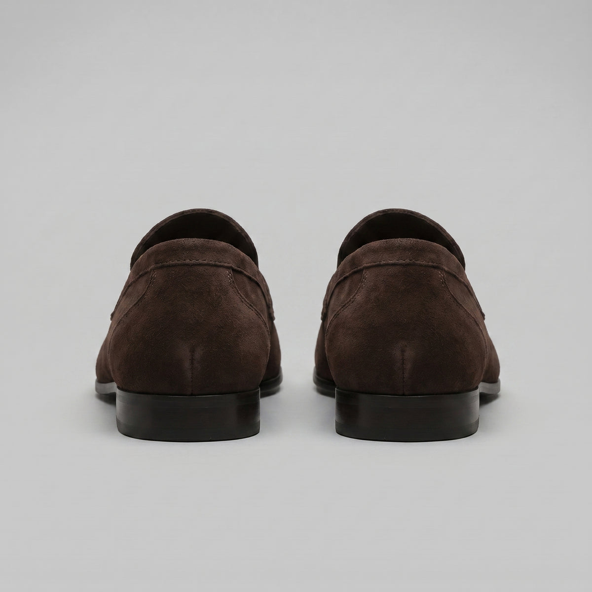Men's Classic Suede-Effect Penny Loafers with Stitched Apron Toe