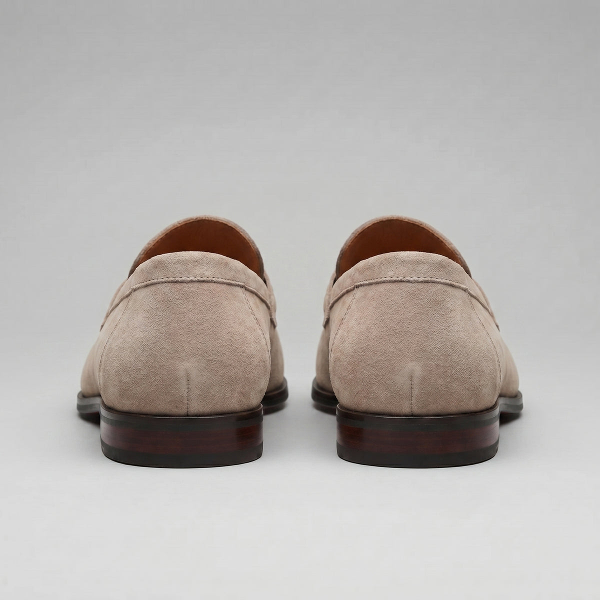 Men's Classic Suede-Effect Penny Loafers with Stitched Apron Toe
