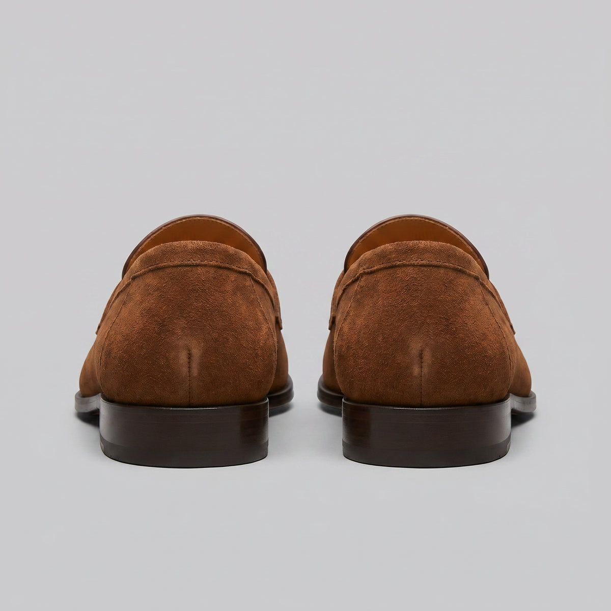 Men's Classic Suede-Effect Penny Loafers with Stitched Apron Toe