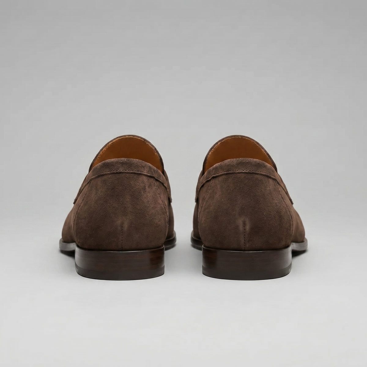 Men's Classic Suede-Effect Penny Loafers with Stitched Apron Toe