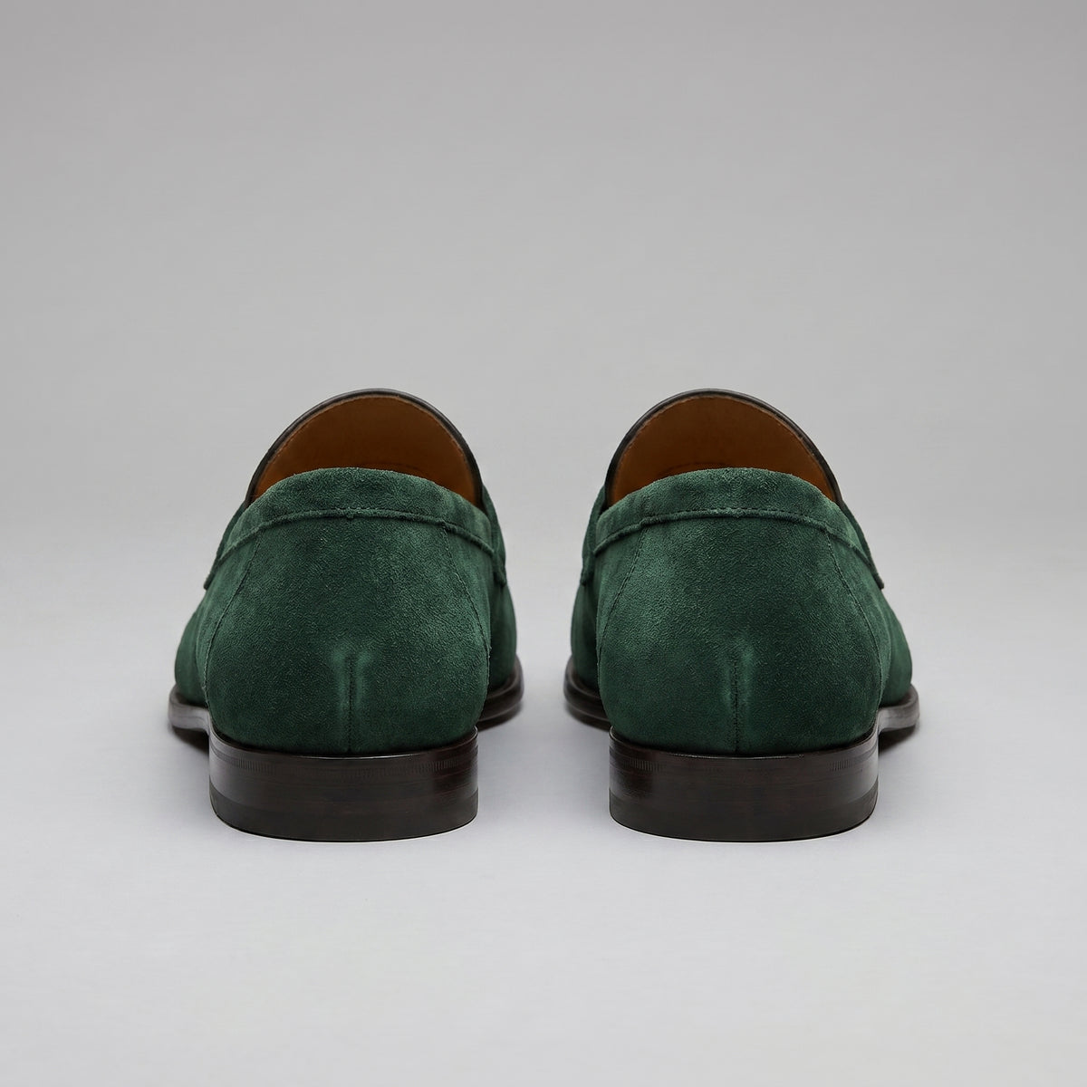 Men's Classic Suede-Effect Penny Loafers with Stitched Apron Toe