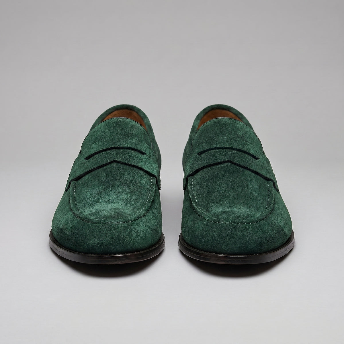 Men's Classic Suede-Effect Penny Loafers with Stitched Apron Toe
