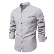 Men's Cotton Mandarin Collar Shirt for Comfortable Fabric Wear