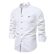 Men's Cotton Mandarin Collar Shirt for Comfortable Fabric Wear