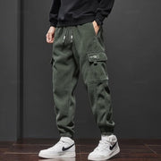 Men's Fleece-Lined Jogger Fit Cargo Pants with Drawstring Waist