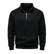 Men's Fleece-Lined Ribbed Quarter-Zip Sweatshirt with Mock Collar