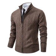 Relaxed Knit Cardigan with Button Front and Ribbed Cuffs for Men