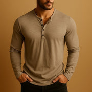 Men's Long Sleeve Henley Shirt Comfortable Casual Wear