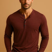 Men's Long Sleeve Henley Shirt Comfortable Casual Wear