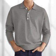 Men's Long Sleeve Knit Polo Shirt for All-Day Comfort